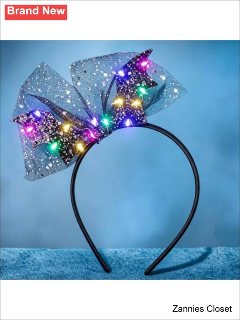 👻 Light Up Bat Wing Headband Glitter Sequin Fancy Cosplay Halloween Hair